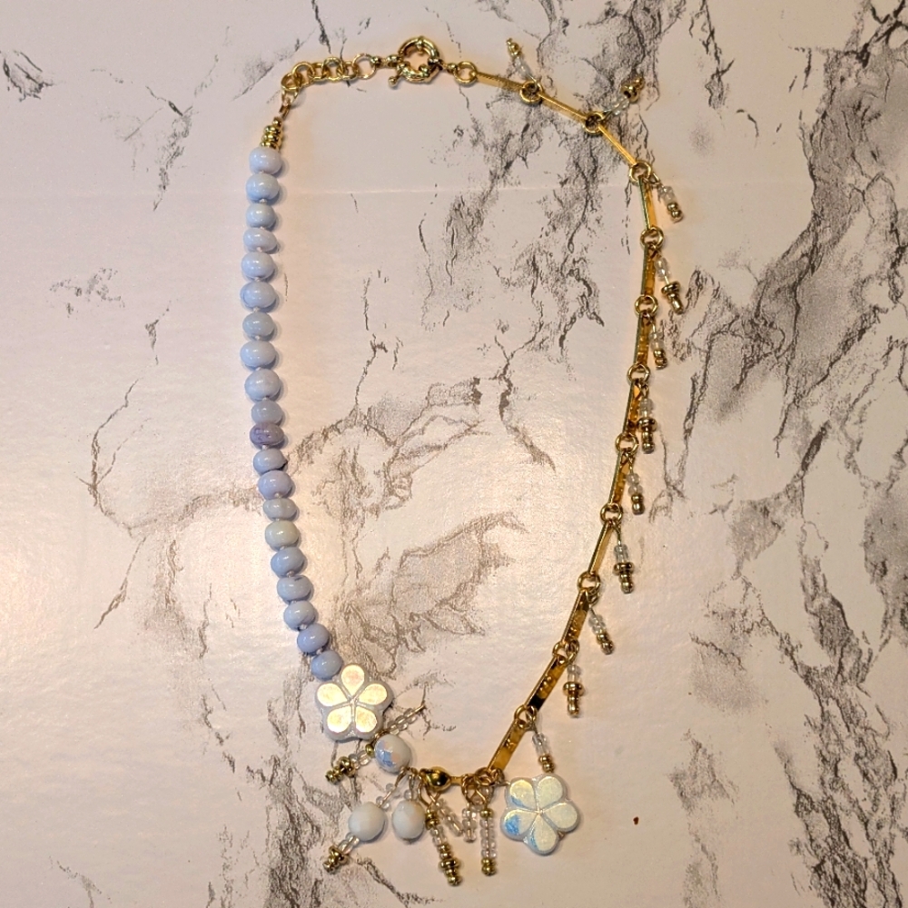 Blue Opal, Czech Glass, And Gold-Plated Bead Necklace - Picture 6 of 13